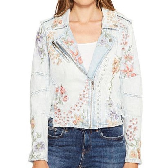 Blank NYC Jackets & Coats Blank Nyc Floral Embellished Denim Jacket